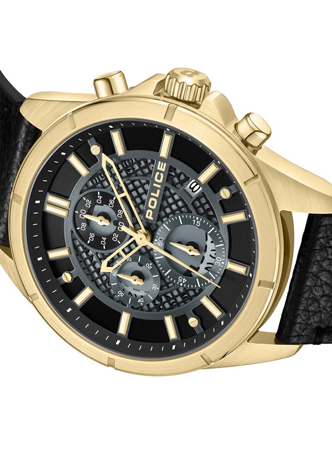 بوليس Men's Burbank Matt Black Dial Black Leather Strap Gents Chronograph Watch With Stainless Steel Case  - Image 4