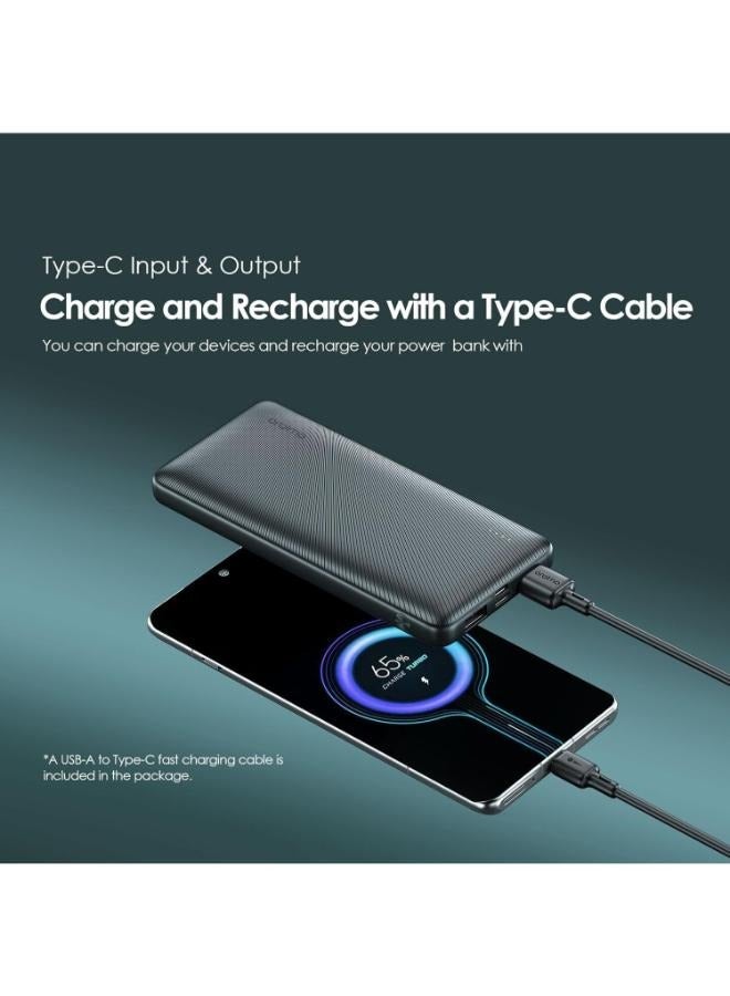 Oraimo - 10000 mAh Toast 15 Flash 10000mAh Power Bank with 15W Type C Fast Charging, USB & Type C Triple Output,Power Delivery, Type C &Micro Input Multi-Layer Protection &3D Texture Exterior Black - Image 1