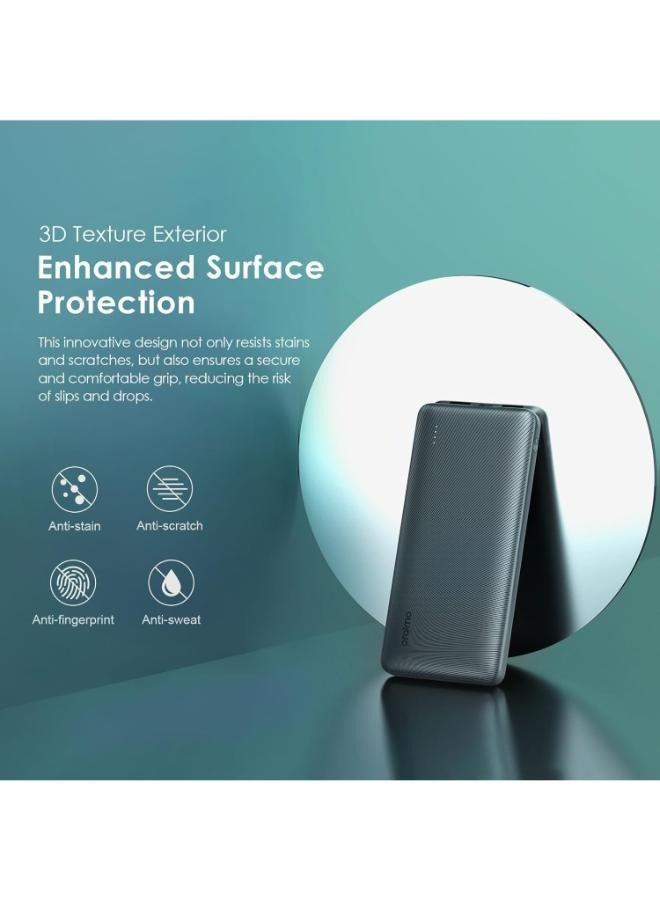 Oraimo - 10000 mAh Toast 15 Flash 10000mAh Power Bank with 15W Type C Fast Charging, USB & Type C Triple Output,Power Delivery, Type C &Micro Input Multi-Layer Protection &3D Texture Exterior Black - Image 1