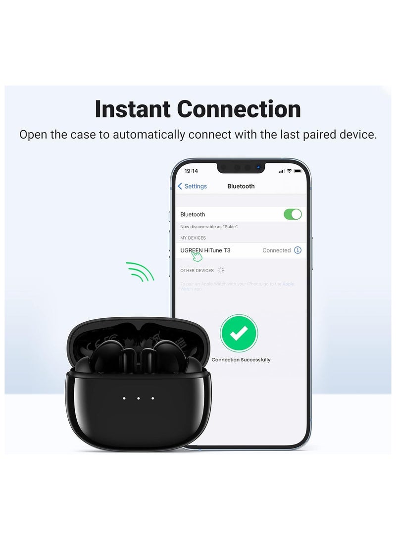 يو جرين HiTune T3 Active Noise-Cancelling Earbuds - Black  - Image 2