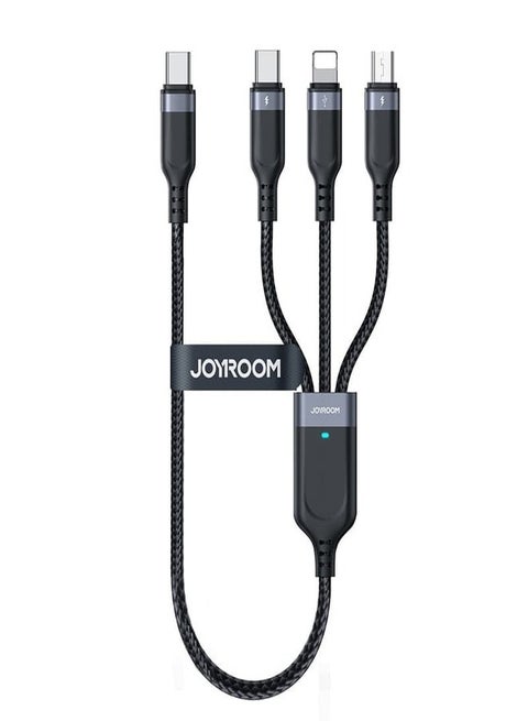 JOYROOM S-A18 0.3m Type-C to Type-C to iP+Type-C+Micro Fast Charging Cable Data Cord Black
