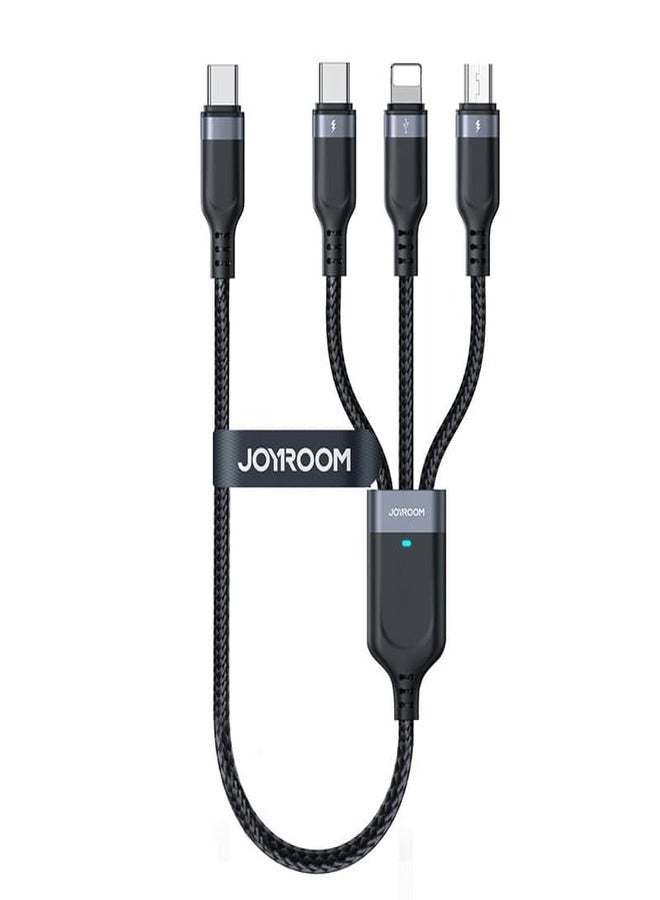 JOYROOM - JOYROOM S-A18 0.3m Type-C to Type-C to iP+Type-C+Micro Fast Charging Cable Data Cord Black - Image 1