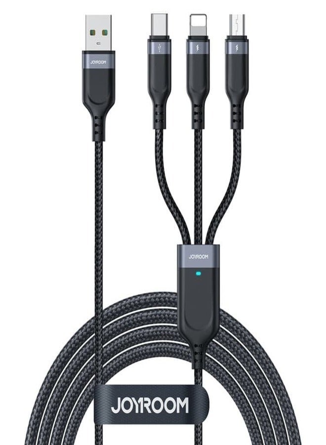 JOYROOM - JOYROOM S-A18 0.3m Type-C to Type-C to iP+Type-C+Micro Fast Charging Cable Data Cord Black - Image 1