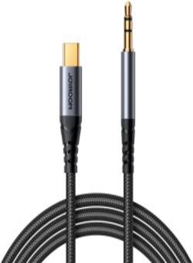 JOYROOM Joyroom stereo audio cable AUX 3.5 mm mini jack - USB-C for phone 1.2 m black (SY-A07) Black  - Image 1