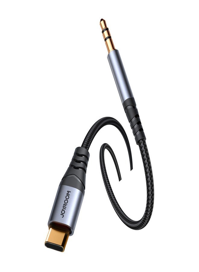 JOYROOM Joyroom stereo audio cable AUX 3.5 mm mini jack - USB-C for phone 1.2 m black (SY-A07) Black  - Image 3