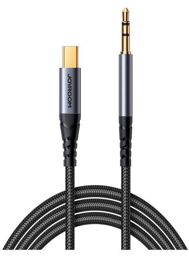 JOYROOM Joyroom stereo audio cable AUX 3.5 mm mini jack - USB-C for phone 1.2 m black (SY-A07) Black  - Image 5