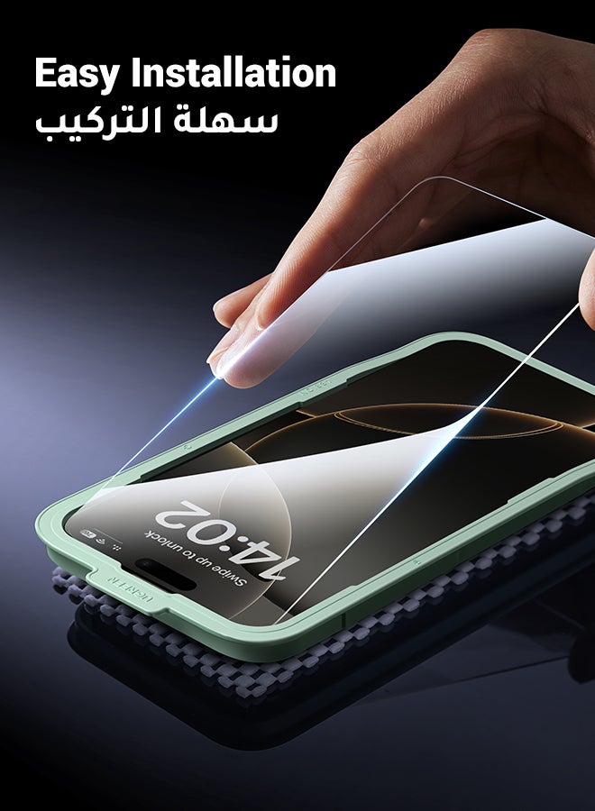 2Pack iPhone 16 Pro Screen Protector  6.3 Inch HD Easy Installation, Military-Grade Protection, Scratch Resistant, Anti-Fingerprint, Bubble Free, Case Friendly, 9H Tempered Glass Film Clear