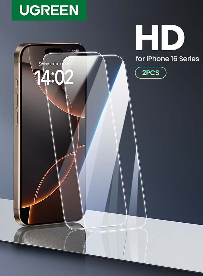 Ugreen 2Pack iPhone 16 Pro Screen Protector  6.3 Inch HD Easy Installation, Military-Grade Protection, Scratch Resistant, Anti-Fingerprint, Bubble Free, Case Friendly, 9H Tempered Glass Film Clear  - Image 1