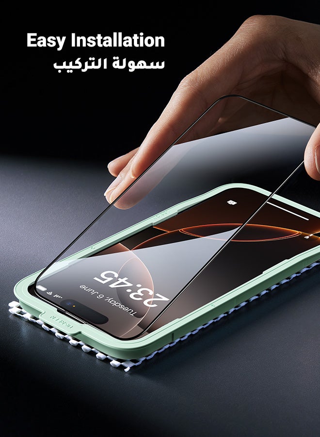 Ugreen - 2Pack iPhone 16 Pro Max Screen Protector Full Coverage 6.9 Inch HD Easy Installation Frame Military-Grade Protection Scratch Resistant Anti-Fingerprint Bubble Free 9H Tempered Glass Film Clear - Image 1