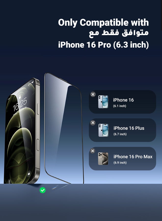 Ugreen - 2Pack iPhone 16 Pro Screen Protector With Auto Alignment Kit HD Free Hand Easy Installation Frame Military-Grade Protection Scratch Resistant Anti-Fingerprint Bubble Free 9H Tempered Glass Film Clear - Image 1