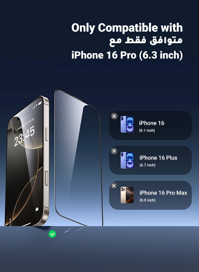 Ugreen - 2Pack iPhone 16 Pro Screen Protector With Auto Alignment Kit HD Free Hand Easy Installation Frame Military-Grade Protection Scratch Resistant Anti-Fingerprint Bubble Free 9H Tempered Glass Film Clear - Image 1