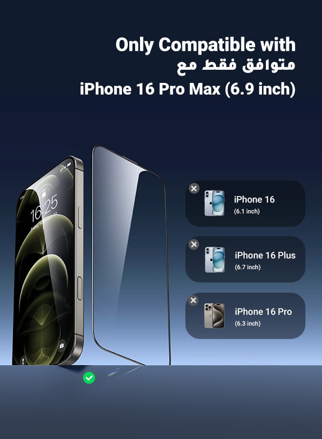 Ugreen - 2 Pack iPhone 16 Pro Max Screen Protector With Auto Alignment Kit HD Free Hand Easy Installation Frame Military-Grade Protection Scratch Resistant Anti-Fingerprint Bubble Free 9H Tempered Film Clear - Image 1