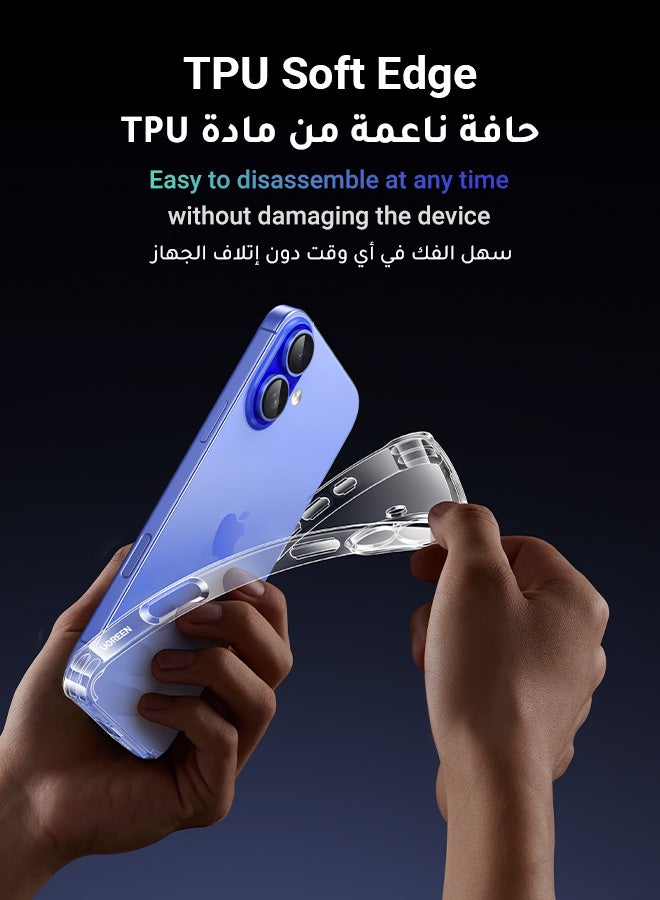 يو جرين - جراب حافظة حماية آيفون 16 شفاف ناعم من مادة بولي يوريثين حراري - بي سي الصديقة للبشرة لمنع الاصفرار، مقاوم للسقوط، مقاوم للخدش، سهل التركيب والإزالة، جراب آيفون فائق النحافة ومقاوم للماء - Image 1