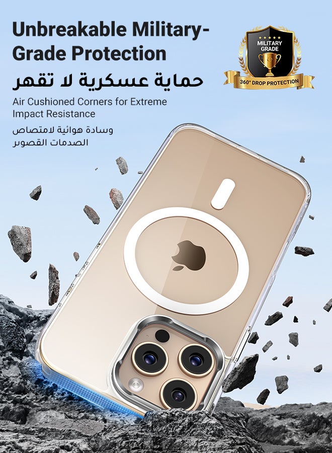 Ugreen Lens Stand Holder For iPhone 16 Pro Case Magnetic Full Protection Military Drop Protection Magsafe Wireless Charging Supported Drop-resistant Scratch Resistant Protective Cover  6.3Inch Clear  - Image 2