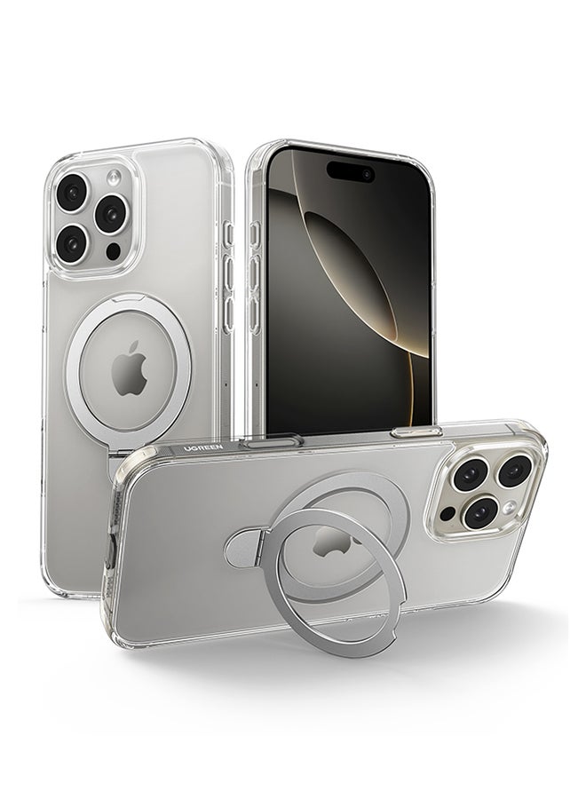 Ugreen iPhone 16 Pro Magsafe Case Foldable Ring, Strong Magnetic, Sturdy & Versatile Stand, Military-Grade Drop Protection, iPhone 16 Pro Magnetic Stand Cover Slim Anti-Fingerprint Anti-Scratch Clear  - Image 1