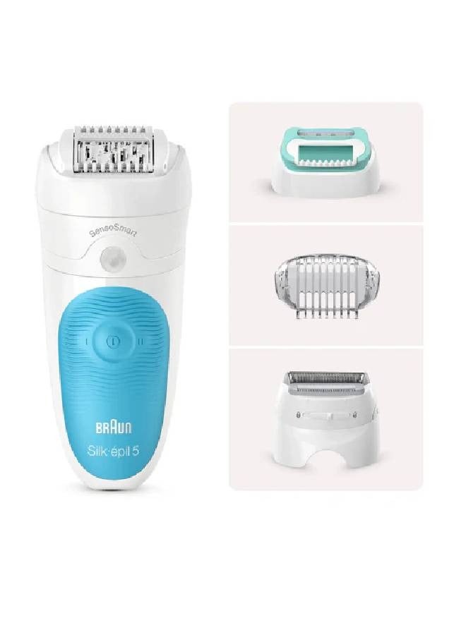 Braun Silk-epil 5 Wet & Dry Epilator Machine, SensoSmart, SES5-610 - Blue - Image 1