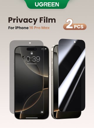 2Pack iPhone 16 Pro Max Privacy Screen Protector  6.9 Inch  Face ID Supported Easy Installation Anti-Spy & Privacy Protection Anti-Fingerprint & Bubble Free, Case Friendly 9H Tempered Glass