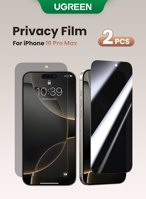 2Pack iPhone 16 Pro Max Privacy Screen Protector  6.9 Inch  Face ID Supported Easy Installation Anti-Spy & Privacy Protection Anti-Fingerprint & Bubble Free, Case Friendly 9H Tempered Glass Black