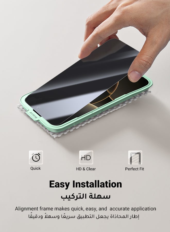 Ugreen - 2Pack iPhone 16 Pro Max Privacy Screen Protector  6.9 Inch  Face ID Supported Easy Installation Anti-Spy & Privacy Protection Anti-Fingerprint & Bubble Free, Case Friendly 9H Tempered Glass Black - Image 1