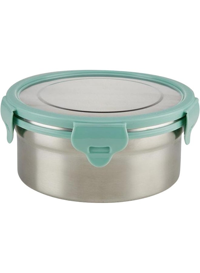 Borosil Stainless Steel Leak-proof Lunch Box with Green Lid - 900 ml Round Container for School & Office GREEN - Image 1