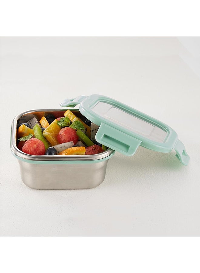 Borosil Stainless Steel Lunch Box, Leak-Proof Lunch Box With Green Lid, Square Lunch Container For School & Office, 400 Ml - Image 3