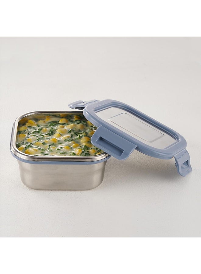 Borosil Stainless Steel Lunch Box, Leak-Proof Lunch Box With Grey Lid, Square Lunch Container For School & Office, 400 Ml - Image 3