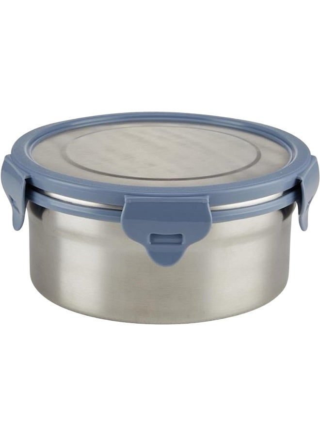 Borosil Stainless Steel Leak-proof Lunch Box with Grey Lid - 900 ml Round Container for School & Office GREY - Image 1
