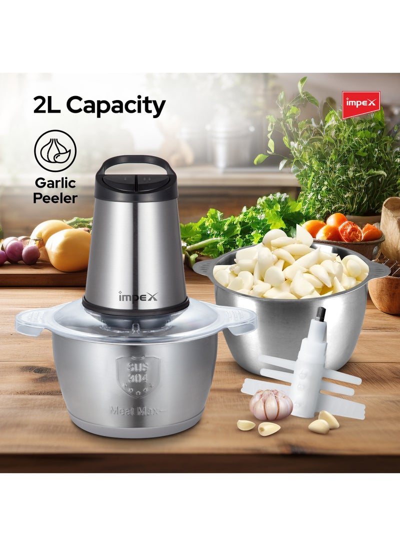 Food Chopper 2in1 Combo  | Powerful Motor | Dual 2L Glass & Stainless Steel Bowls | Double Layer 4 Stainless Steel Blades | 2 Speeds Control | Motor Overheat Protection | Anti-Slip Ring 2 L 350 W FC 3222 Multicolor - pnsku/N70101705V/45/_/1724209304/0caa9541-3e91-4d22-86d6-5040c33f4930