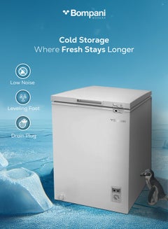 Bompani 129L Gross / 99L Net Capacity Chest Freezer, Convertible, Defrost, Lock & Key, 1x Basket, 220-240V, R600a Refrigerant 400 W BOCF150I Silver  - Image 5