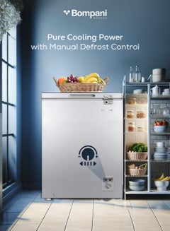 Bompani 129L Gross / 99L Net Capacity Chest Freezer, Convertible, Defrost, Lock & Key, 1x Basket, 220-240V, R600a Refrigerant 400 W BOCF150I Silver  - Image 3