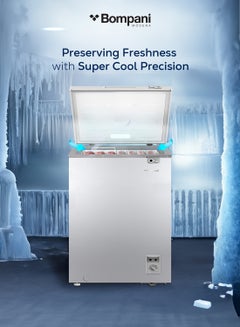 Bompani 129L Gross / 99L Net Capacity Chest Freezer, Convertible, Defrost, Lock & Key, 1x Basket, 220-240V, R600a Refrigerant 400 W BOCF150I Silver  - Image 2