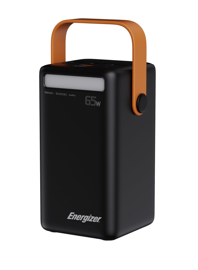 Energizer 50000 mAh 50000 mAh Energizer ultimate power bank for IOS , Andriod &More  , 4 Ports ( 3 USB-A , 1USB-C )  ports for all your devices - 65W Fast Charging  , 65W USB for USB C laptops , tablets , smartphones & more  - 22.5W USB-A for android device Black  - Image 1
