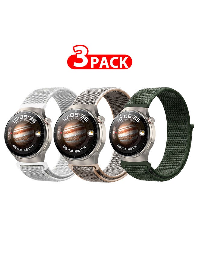 MARGOUN (Band Size 20mm) 3 Pack Nylon Sport Band Compatible with Samsung Galaxy Watch 3 41mm/Galaxy Watch 42mm/Active 40mm/Active 2 40mm 44mm Replacement Wristbands Watch Strap Multicolour10 - Image 1