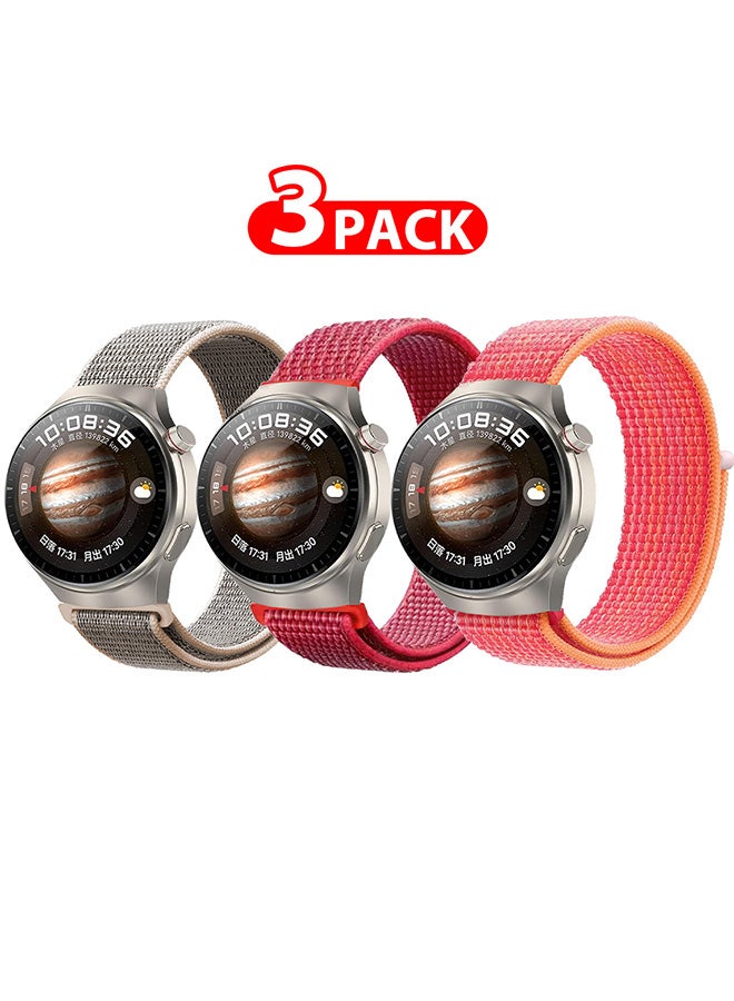 MARGOUN (Band Size 20mm) 3 Pack Nylon Sport Band Compatible with Samsung Galaxy Watch 3 41mm/Galaxy Watch 42mm/Active 40mm/Active 2 40mm 44mm Replacement Wristbands Watch Strap Multicolour1 - Image 1