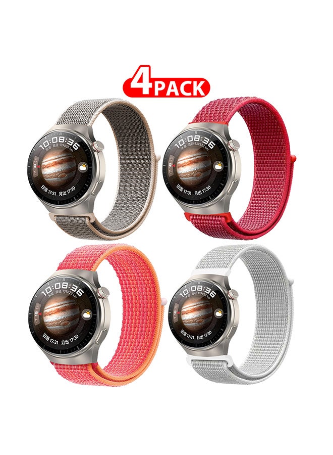 MARGOUN (Band Size 20mm) 4 Pack Nylon Sport Band Compatible with Samsung Galaxy Watch 3 41mm/Galaxy Watch 42mm/Active 40mm/Active 2 40mm 44mm Replacement Wristbands Watch Strap Multicolour1 - Image 1