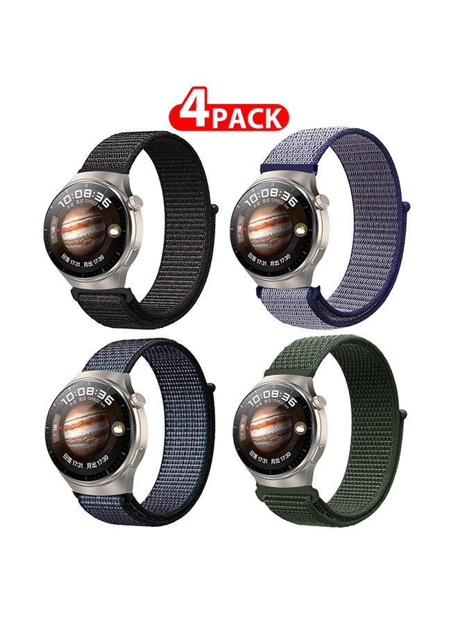 MARGOUN (Band Size 20mm) 4 Pack Nylon Sport Band Compatible with Samsung Galaxy Watch 3 41mm/Galaxy Watch 42mm/Active 40mm/Active 2 40mm 44mm Replacement Wristbands Watch Strap Multicolour4 - Image 1