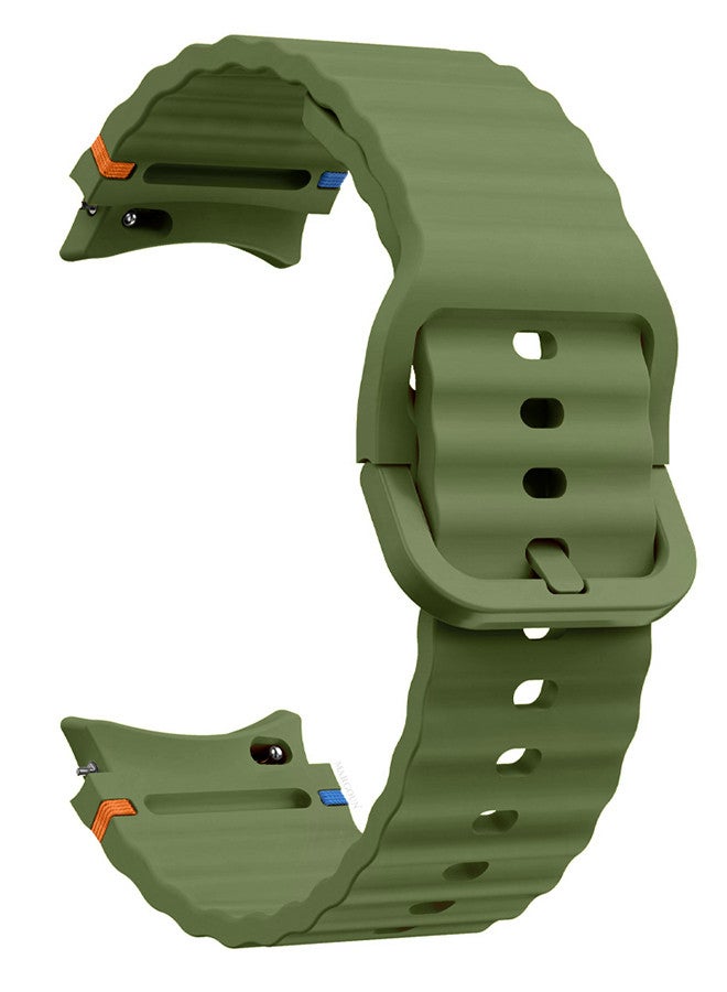 MARGOUN (for Samsung Galaxy Watch 7 / Samsung Galaxy Watch 6 ) Silicone Sport Band with Decorative Woven Line Durable and Sport Design for Men Women Dark Green - Image 1