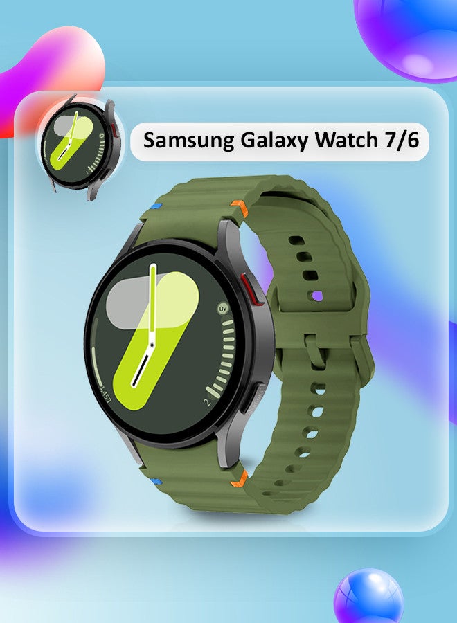 MARGOUN (for Samsung Galaxy Watch 7 / Samsung Galaxy Watch 6 ) Silicone Sport Band with Decorative Woven Line Durable and Sport Design for Men Women Dark Green - Image 3