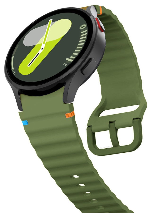 MARGOUN (for Samsung Galaxy Watch 7 / Samsung Galaxy Watch 6 ) Silicone Sport Band with Decorative Woven Line Durable and Sport Design for Men Women Dark Green - Image 4