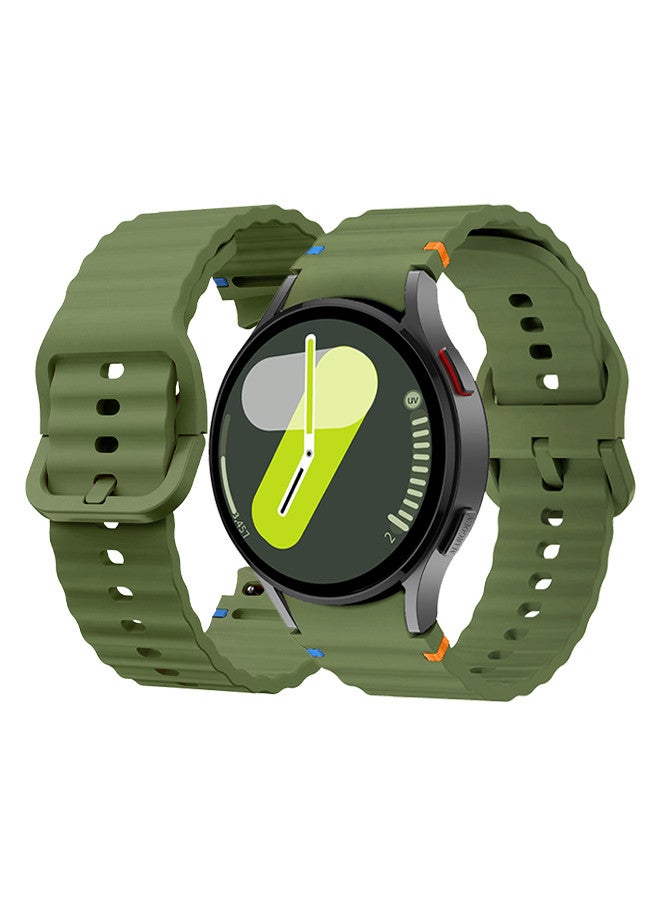 MARGOUN (for Samsung Galaxy Watch 7 / Samsung Galaxy Watch 6 ) Silicone Sport Band with Decorative Woven Line Durable and Sport Design for Men Women Dark Green - Image 2