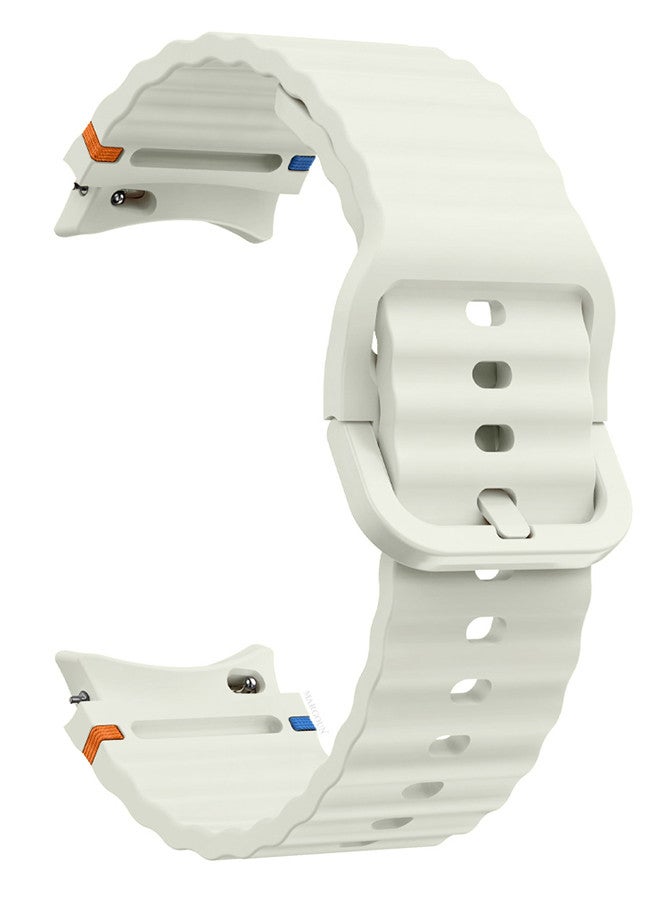 مارجون (for Samsung Galaxy Watch 7 / Samsung Galaxy Watch 6 ) Silicone Sport Band with Decorative Woven Line Durable and Sport Design for Men Women Dusty White - Image 1