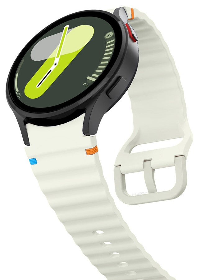 مارجون (for Samsung Galaxy Watch 7 / Samsung Galaxy Watch 6 ) Silicone Sport Band with Decorative Woven Line Durable and Sport Design for Men Women Dusty White - Image 4