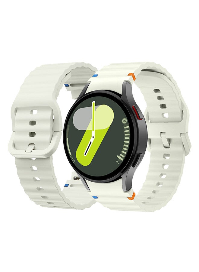 مارجون (for Samsung Galaxy Watch 7 / Samsung Galaxy Watch 6 ) Silicone Sport Band with Decorative Woven Line Durable and Sport Design for Men Women Dusty White - Image 2