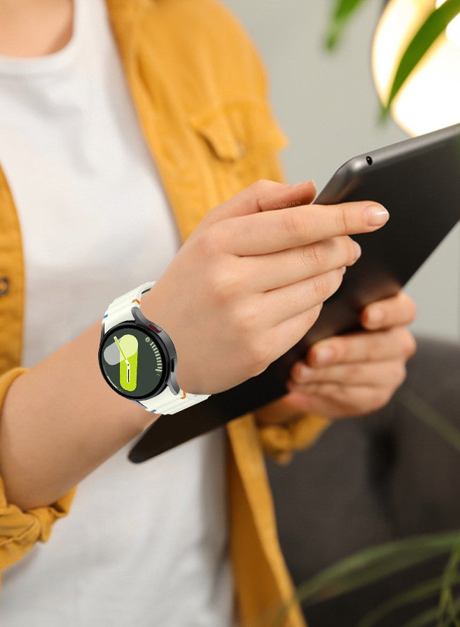 مارجون (for Samsung Galaxy Watch 7 / Samsung Galaxy Watch 6 ) Silicone Sport Band with Decorative Woven Line Durable and Sport Design for Men Women Dusty White - Image 5