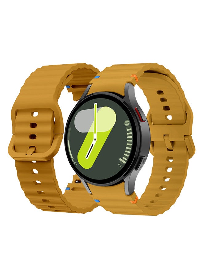 مارجون (for Samsung Galaxy Watch 7 / Samsung Galaxy Watch 6 ) Silicone Sport Band with Decorative Woven Line Durable and Sport Design for Men Women Mustard  - Image 2