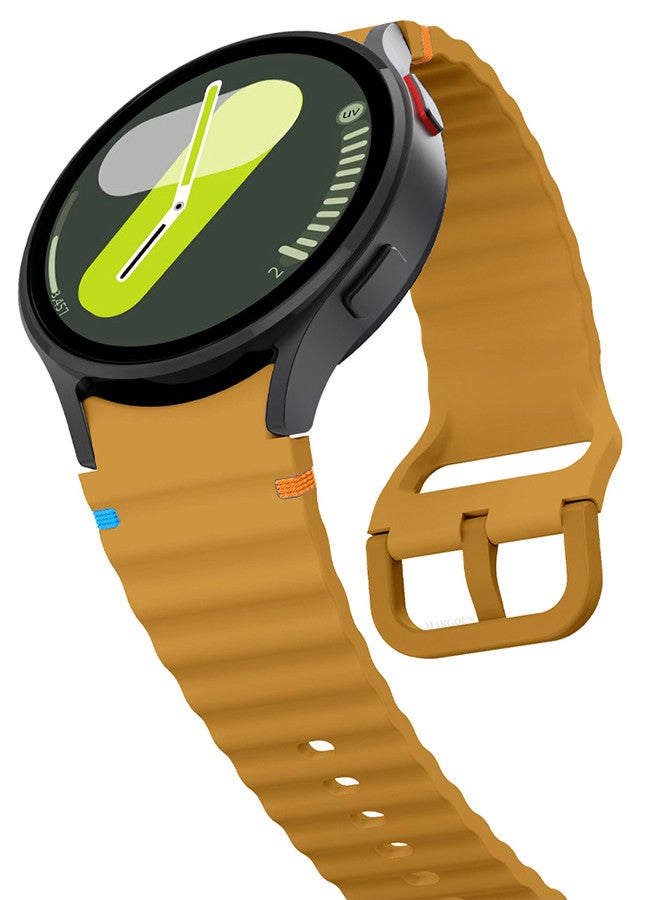 مارجون (for Samsung Galaxy Watch 7 / Samsung Galaxy Watch 6 ) Silicone Sport Band with Decorative Woven Line Durable and Sport Design for Men Women Mustard  - Image 4
