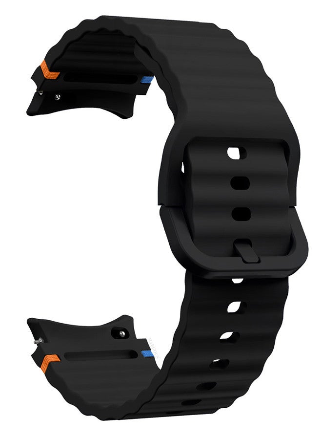 MARGOUN (for Samsung Galaxy Watch 7 / Samsung Galaxy Watch 6 ) Silicone Sport Band with Decorative Woven Line Durable and Sport Design for Men Women Black  - Image 1