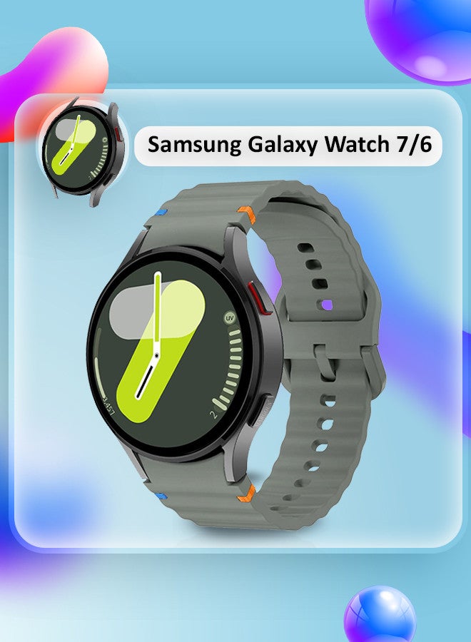 MARGOUN (for Samsung Galaxy Watch 7 / Samsung Galaxy Watch 6 ) Silicone Sport Band with Decorative Woven Line Durable and Sport Design for Men Women Dark Grey - Image 3