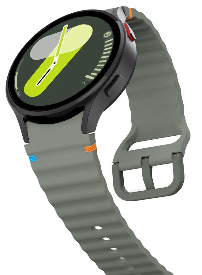 MARGOUN (for Samsung Galaxy Watch 7 / Samsung Galaxy Watch 6 ) Silicone Sport Band with Decorative Woven Line Durable and Sport Design for Men Women Dark Grey - Image 4