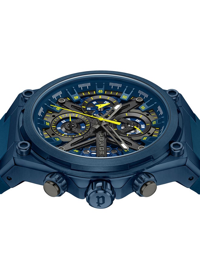 بوليس Men's Sonic Blue & Black Dial Blue Silicone Strap Gents Chronograph Watch With Stainless Steel Case  - Image 4